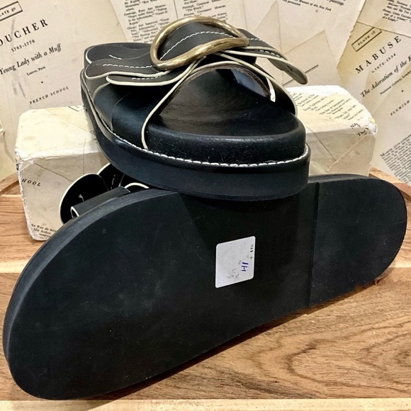 Anthropologie Farm Rio Daisy Slide Sandals Platform Flatform Black - Picture 8 of 8